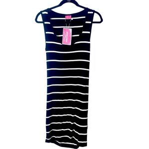 Black and White Striped Back cutout dress Size 10 NWT.